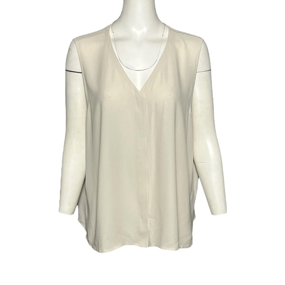 Eileen Fisher System Silk Georgette Crepe Sleeveless Shirt Neutral Beige Size XL - Picture 6 of 6